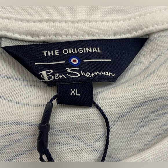 Ben Sherman Men's The Original T-Shirt, Regular Fit, Size XL, White/Blue (NWT) - Picture 9 of 12